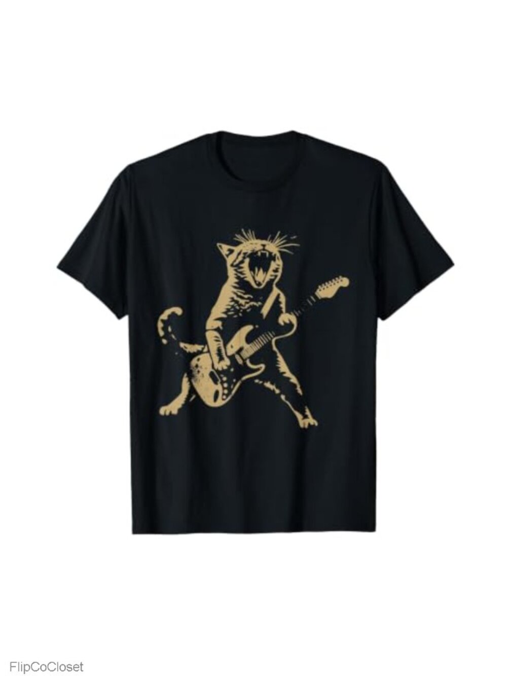 Cat Playing Guitar Rock Star Graphic T-Shirt Men Women Kids